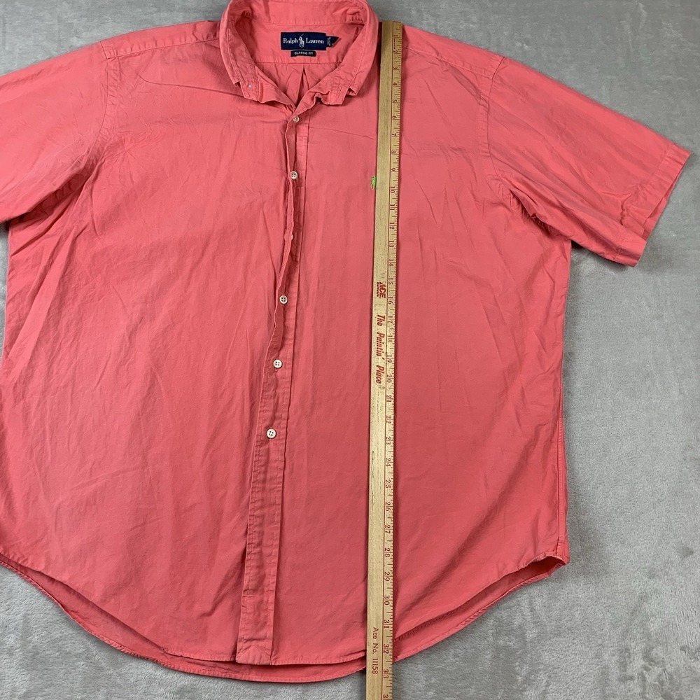 Polo Ralph Lauren Shirt Mens XL Salmon Short Sleeve Button Down Classic Fit - Picture 3 of 7